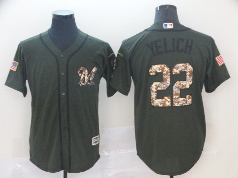 Men Milwaukee Brewers #22 Yelich Green MLB Jersey